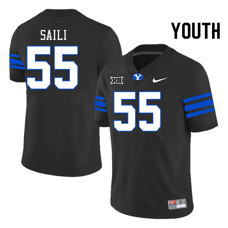 Youth #55 Danny Saili BYU Cougars College Football Jerseys Stitched Sale-Black